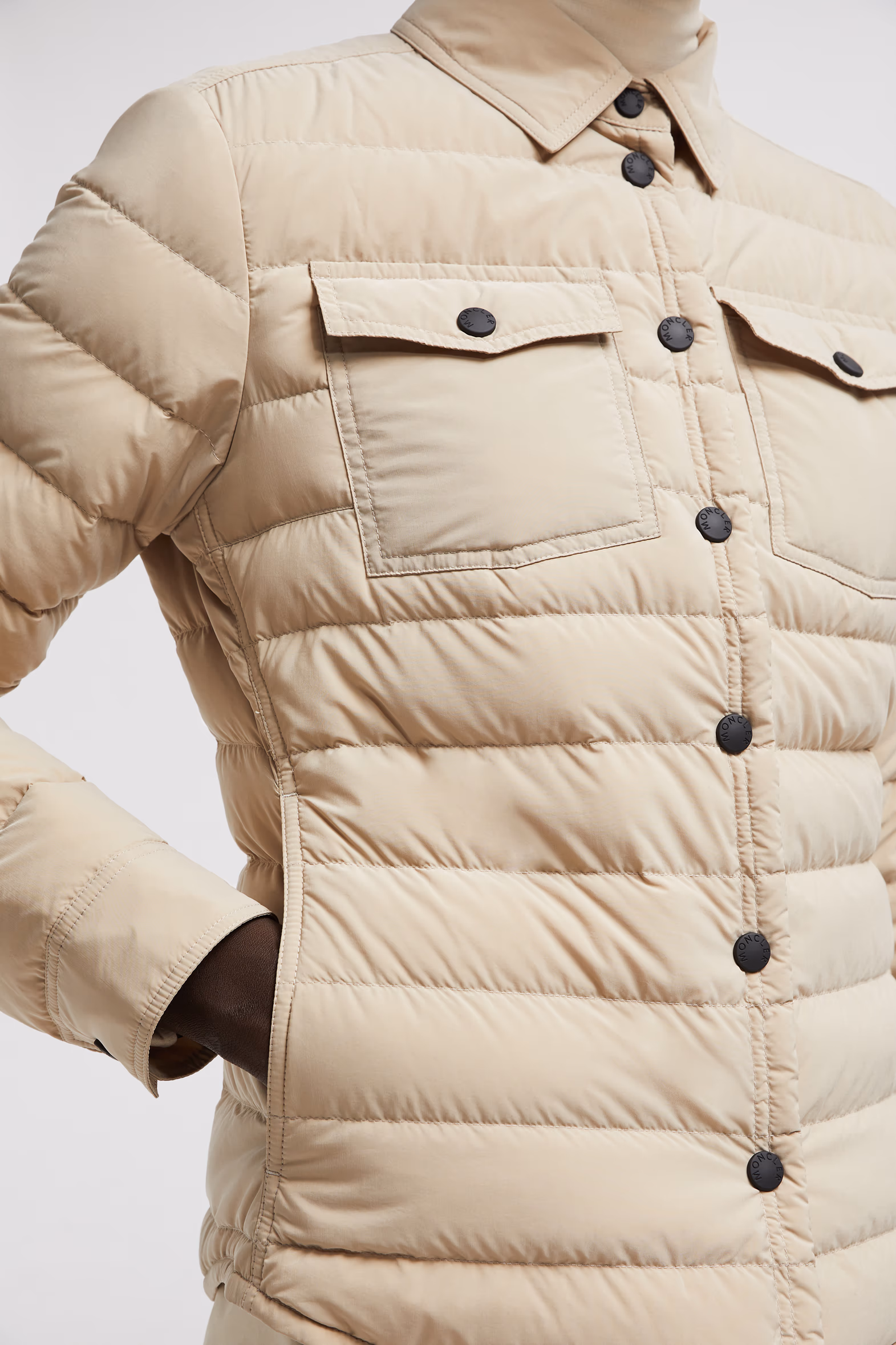 Rozes Packable Down Shirt Jacket Women Light Beige Moncler 6